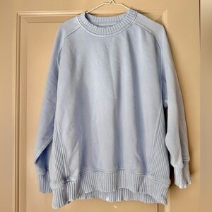 Aerie Down To Earth Crewneck Sweatshirt in Light Blue | Size Small